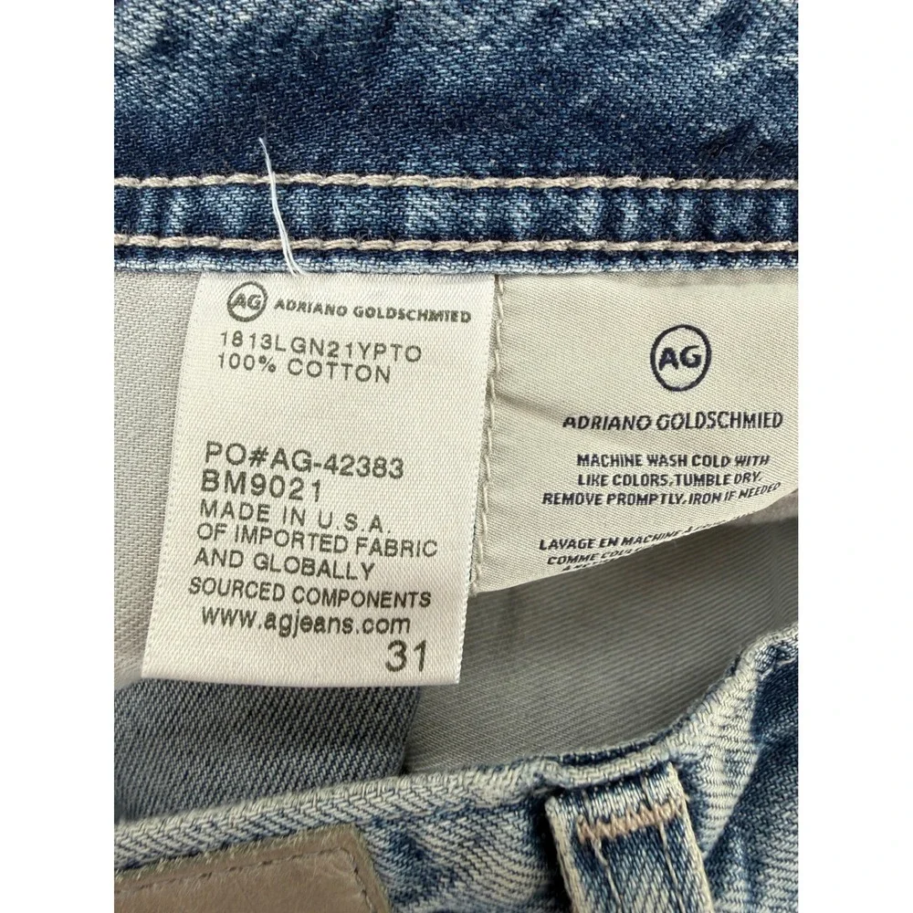 AG Adriano Goldschmied Jeans Mens 31 Blue The Pipe Distressed‎ Straight Leg